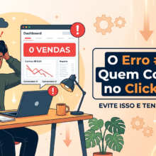 Pessoa frustrada em frente ao notebook com zero vendas no Clickbank